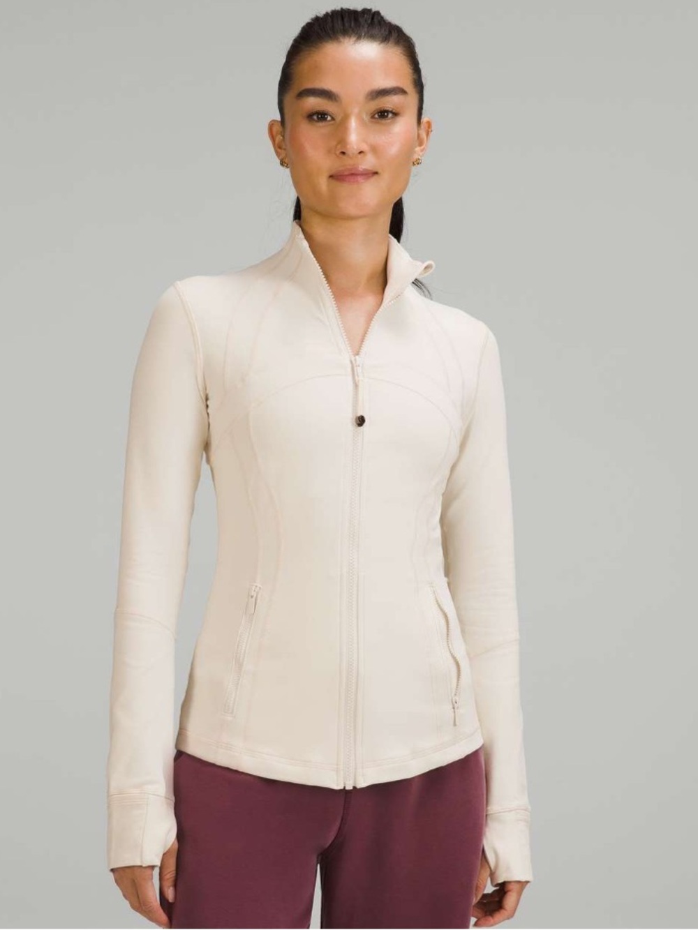 Lululemon Define Jacket Luon White Opal Full Zip Mock Neck Size 0 W4AWKS